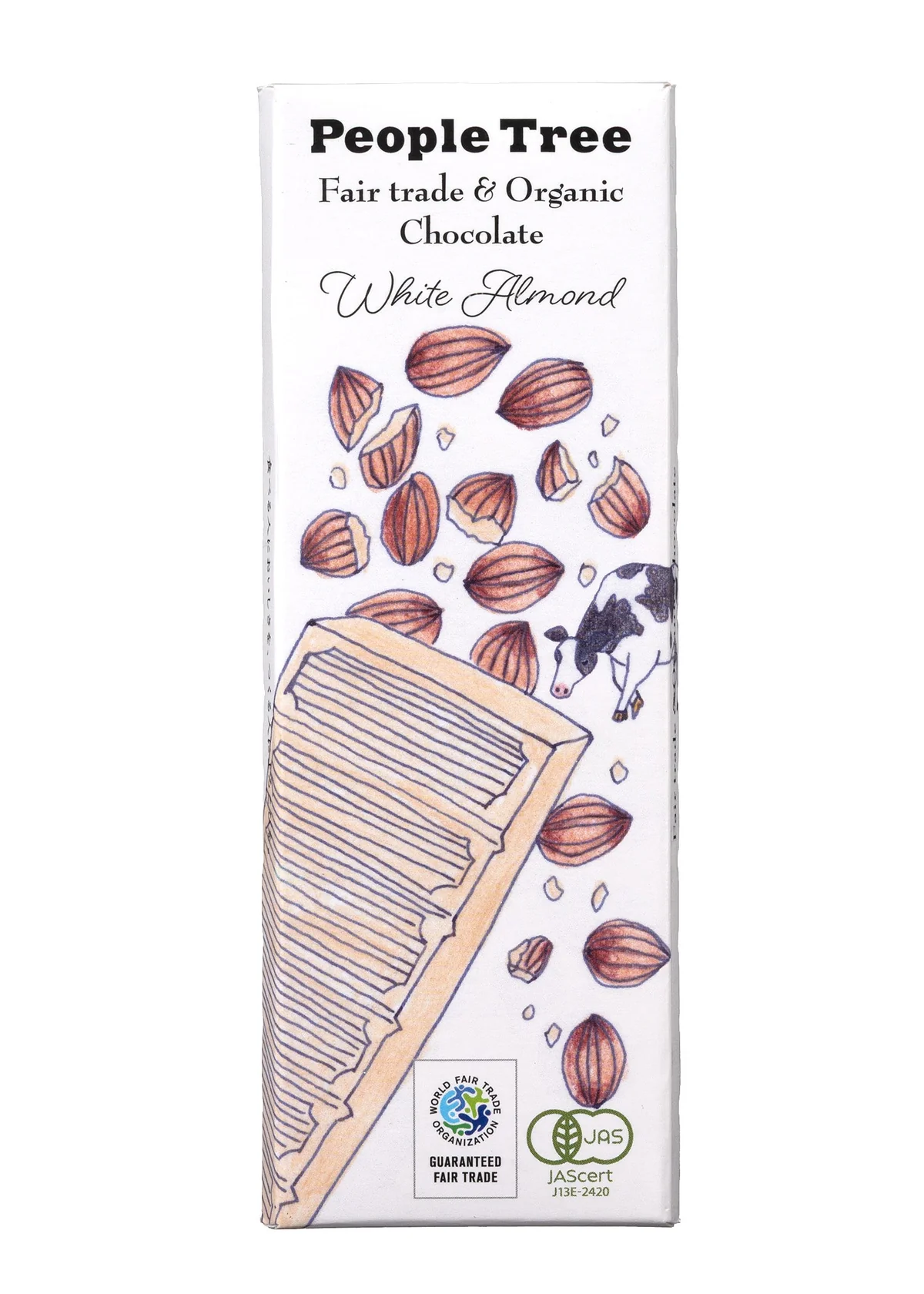 People Treeのフェアトレードチョコレート 板チョコ 板チョコ・オーガニック ホワイト・アーモンド【冬季限定】